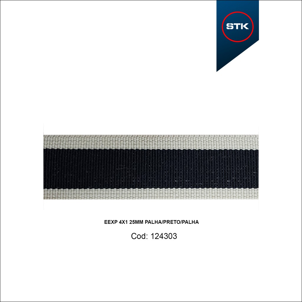 ELÁSTICO STK 592 EXPORTAÇÃO 4X1 25MM PALHA / PRETO / PALHA