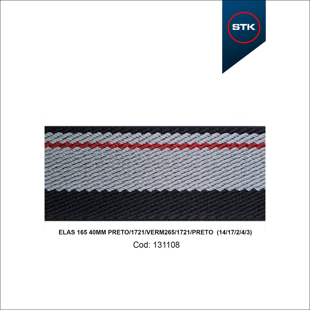 ELÁSTICO STK 165 40MM PRETO / 1721 / VERM265 / 1721 / PRETO (14 / 17 / 2 / 4 / 3)