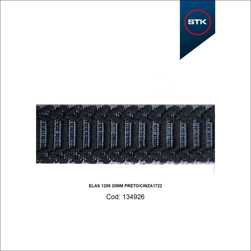 ELÁSTICO STK 1289 20MM PRETO / CINZA1722